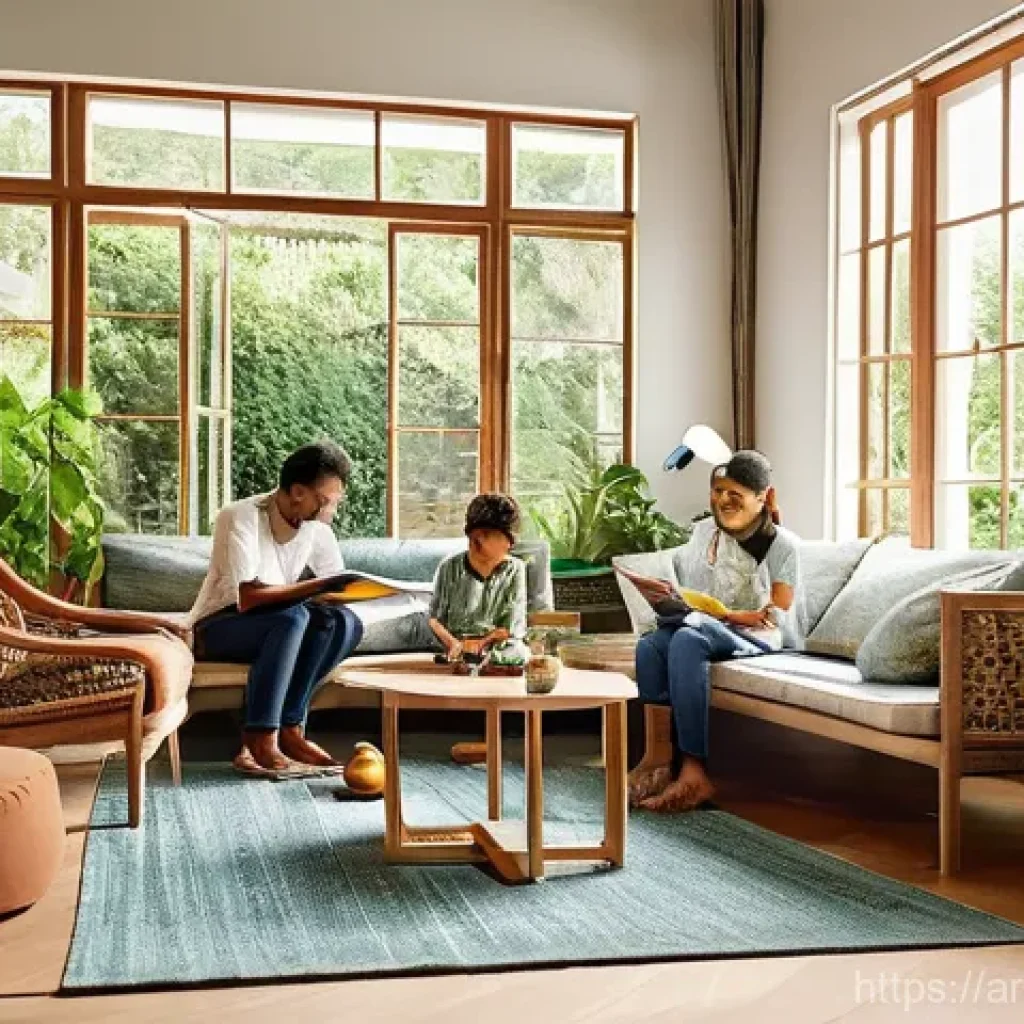 생태 지혜와 평화의 관계 - **Prompt 1: Serene Eco-Home Life**
    "A cozy and sun-drenched living room with large windows overl...