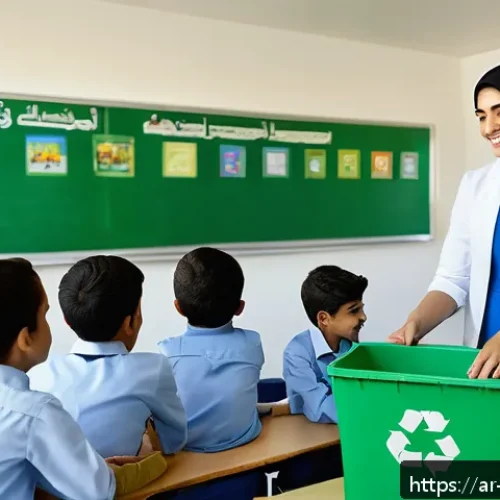 Home 15 생태 지혜 생활을 위한 정책 제안 - A vibrant classroom scene in a modern Arab school where diverse students, wearing modest school unif...